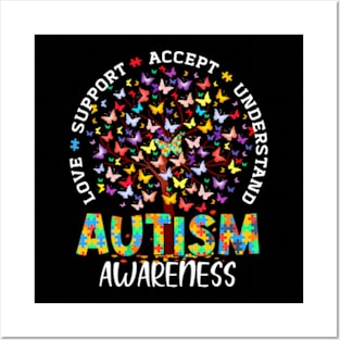 Butterfly Tree Autism  Love Accept Support Autism Month Posters and Art